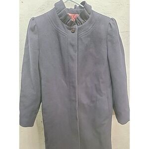 Forecaster‎ of Boston Black 100% Wool Coat Jacket Long Purple Lined Sz 14